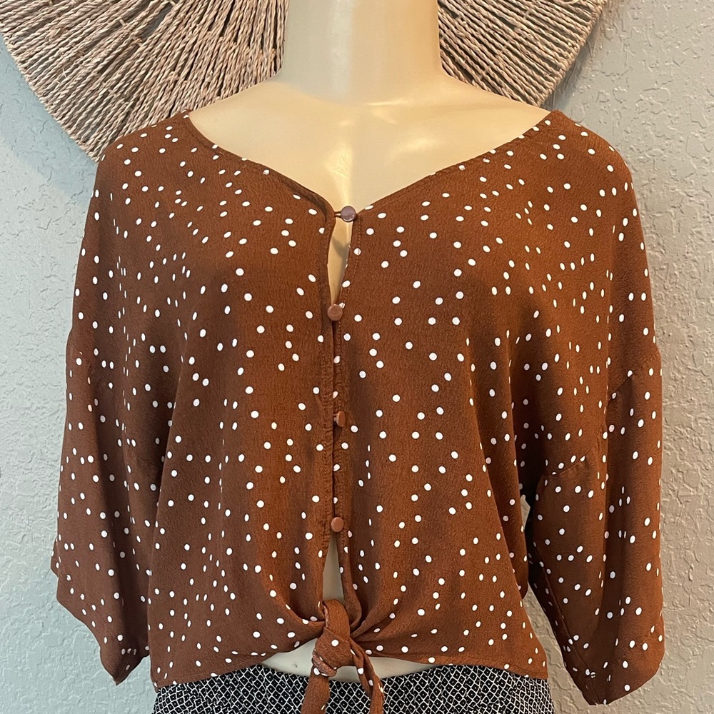 Brown Polka Dot Top